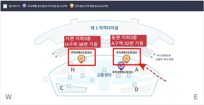 인천공항 1터미널 주차대행 차량인도